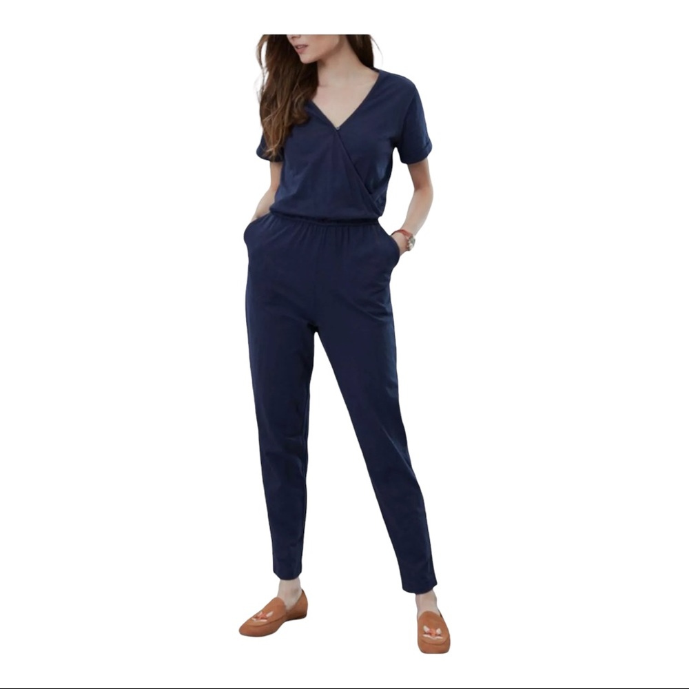 NWT Joules Antonia jersey wrap jumpsuit‎ Size 2 Navy Blue V Neck
